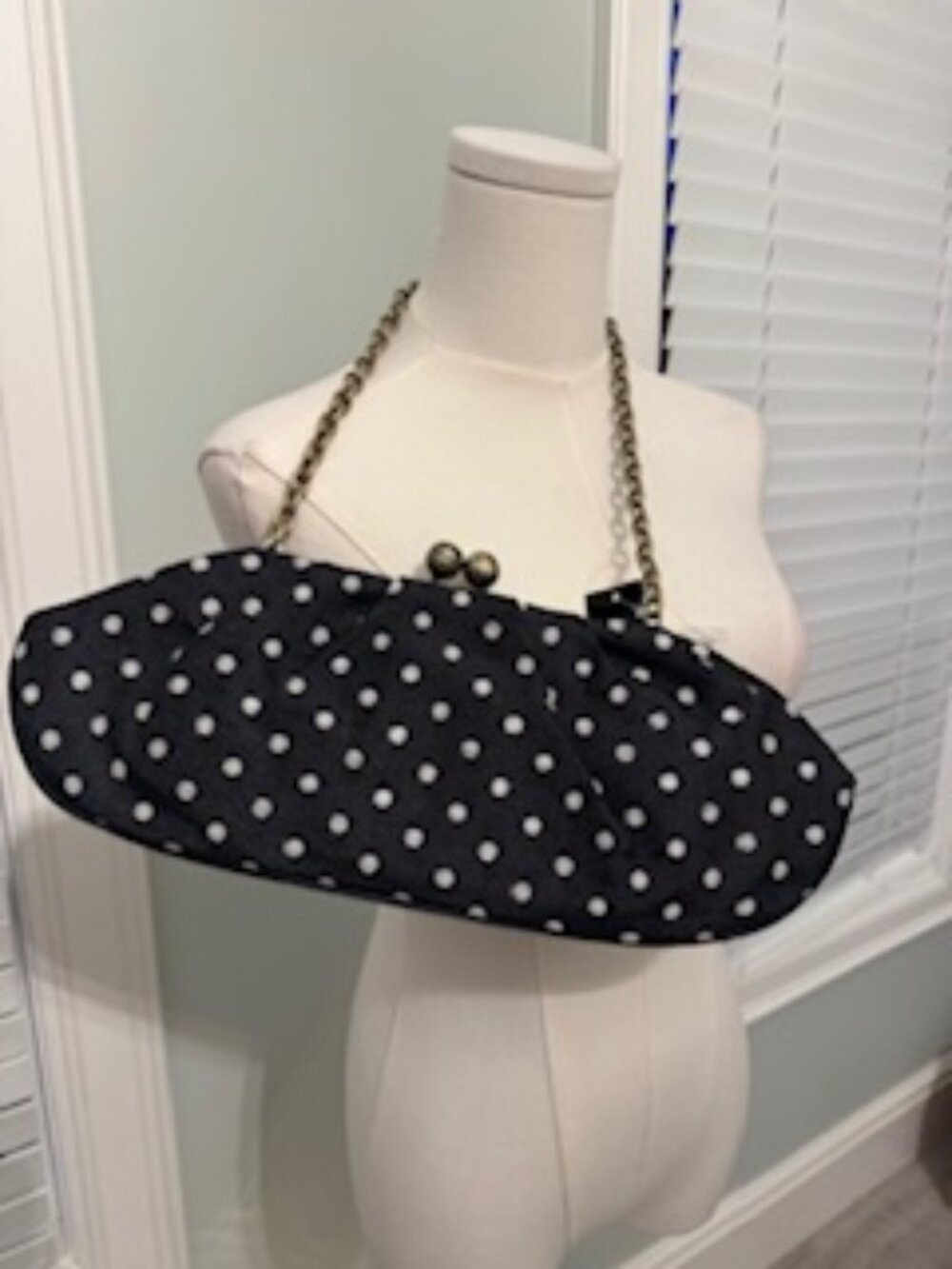 Black and white polka dot purse